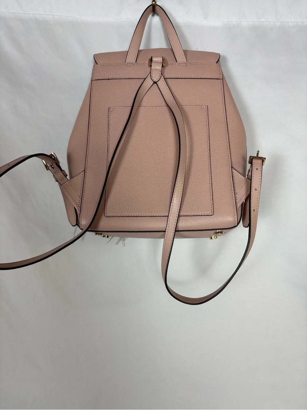 Michael Kors Blush Pink Pebbled Leather Backpack with Feather Tassel